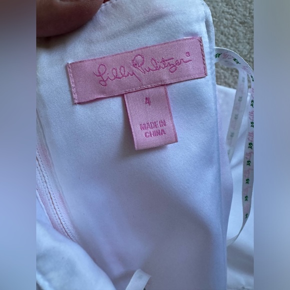 $268 Lilly Pulitzer Strapless Jordan Dress Size 4 Fiesta Pink Pique Lace - Picture 5 of 11